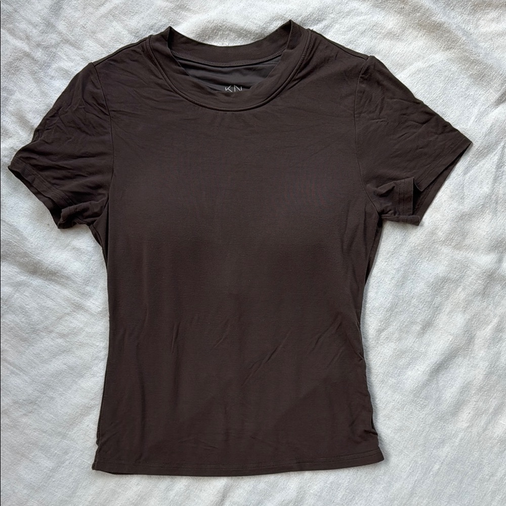 Klassy Network Solid Crew Neck Braless T-Shirt - Picture 3 of 9
